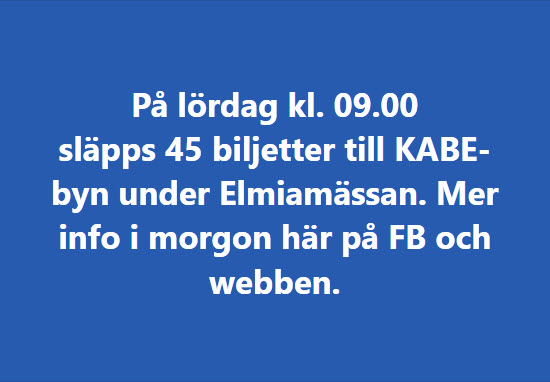Biljetter till KABE-byn under Elmiamässan